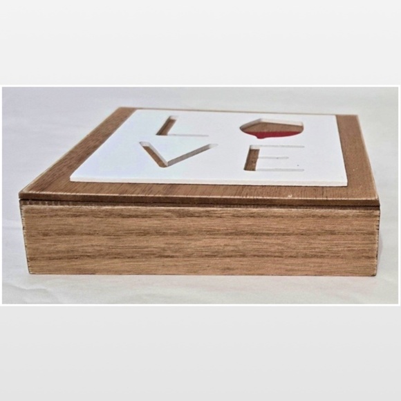 New LOVE Wood Block Box Sign 2-Dimensional Home Décor Red Wine - Picture 14 of 15